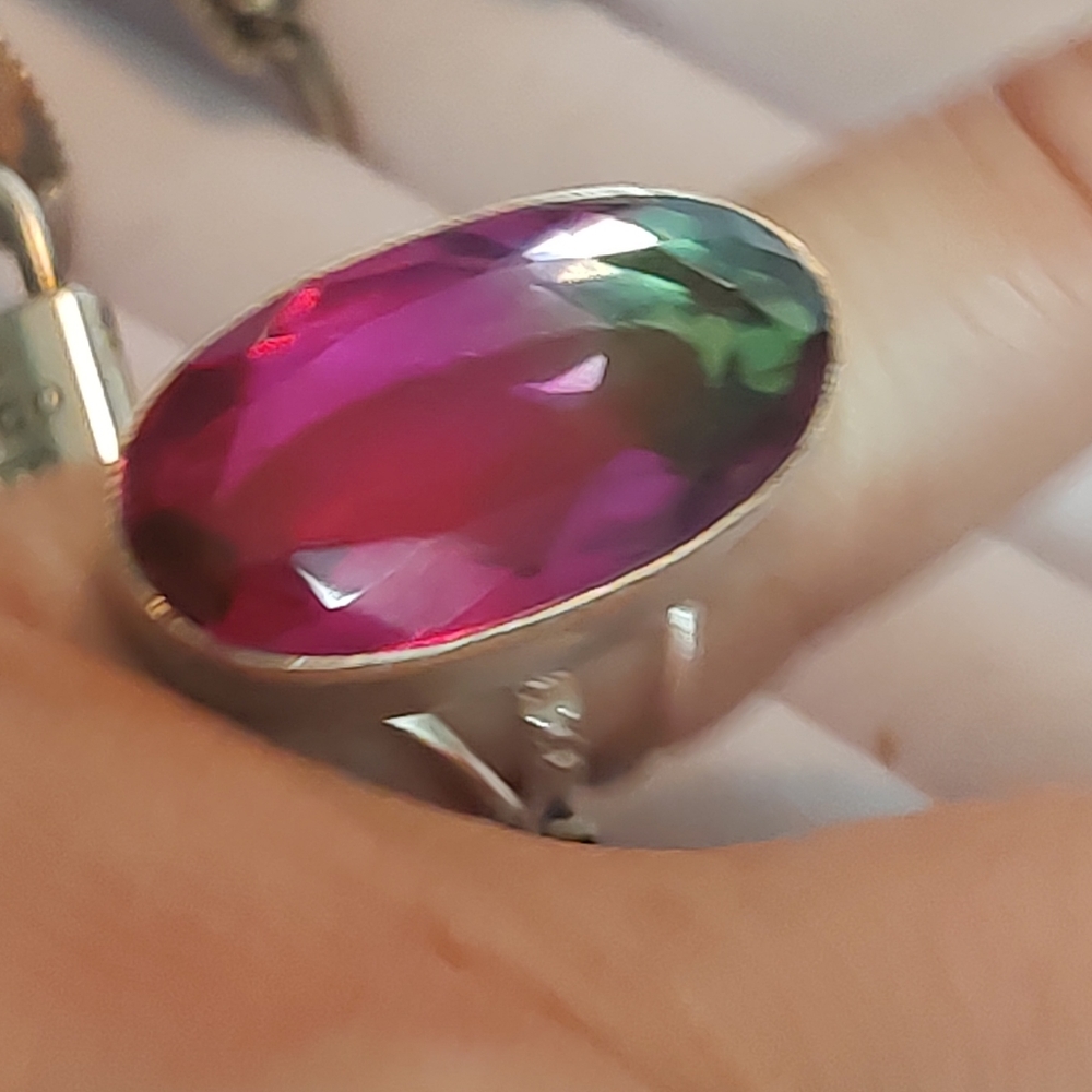 Bi-Color Tourmaline Gemstone 925 Sterling Silver Jewelry Ring Size 6.5 - Picture 6 of 7